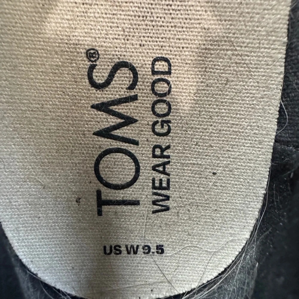 TOMS Alpargata Black Frayed Canvas Platform Espadrille Slip On Shoes Womens 9.5